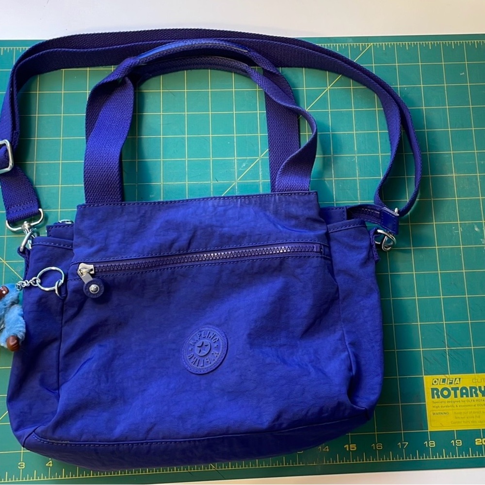 Kipling Elysia Blue Crossbody Bag with Monkey Key Chain